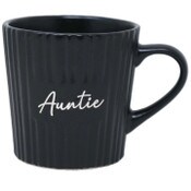 Wholesale - 16oz Matte Black Mug with Embossed Pattern and Debossed "Aunt" C/P 24, UPC: 195010148764